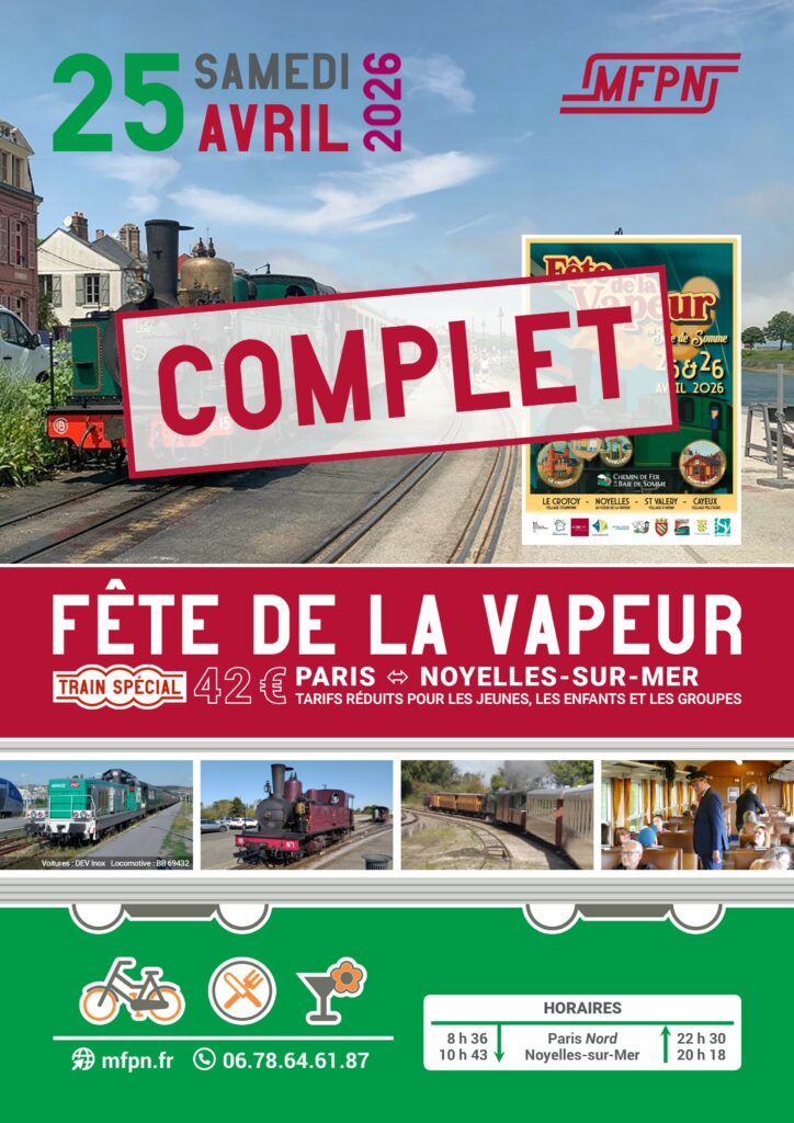 affiche SAMEDI 25 AVRIL 2026 : FÊTE DE LA VAPEUR - TRAIN COMPLET